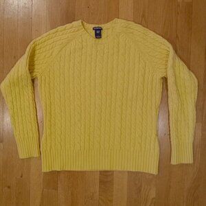 Gap Stretch Lambswool Cable Knit Sweater in Soft Buttercup Yellow - Size L